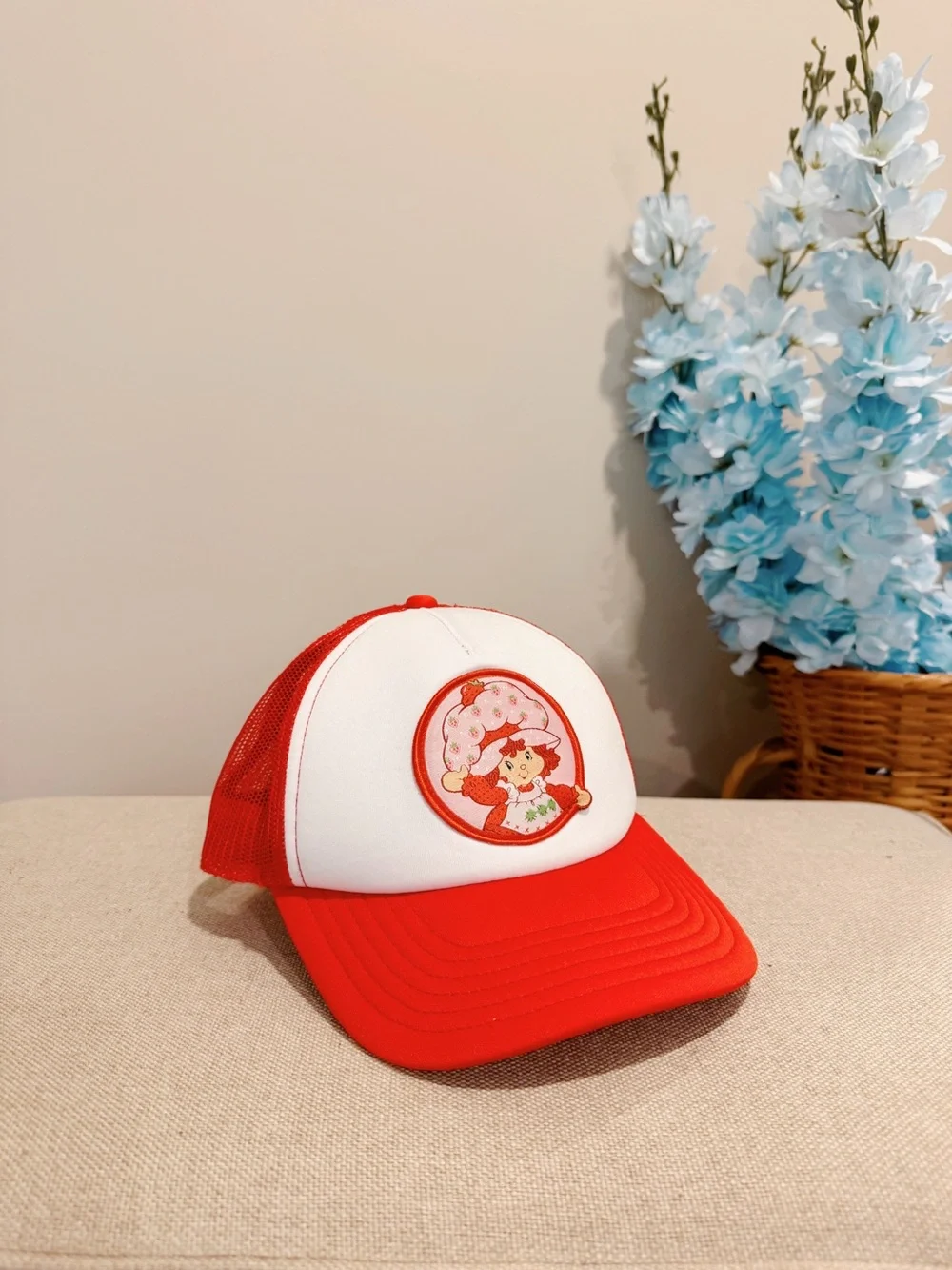 Red & White Strawberry Shortcake Patch Trucker Cap Hat